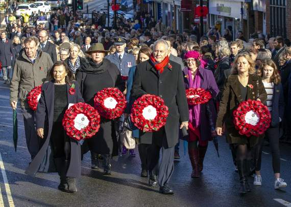 The parade walking through Haslemere High Street to the war memorial (HD47-447-18)