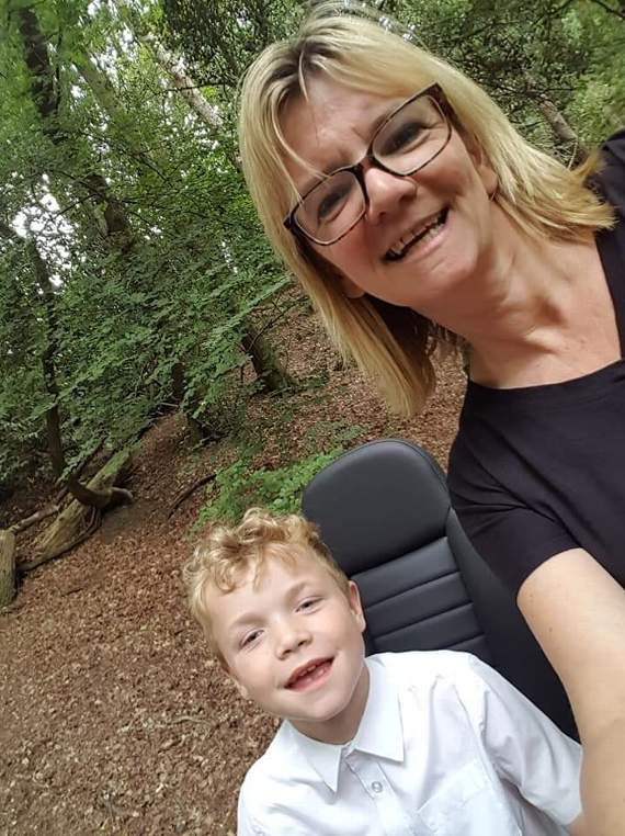 Harry Barnley with his mum Sue