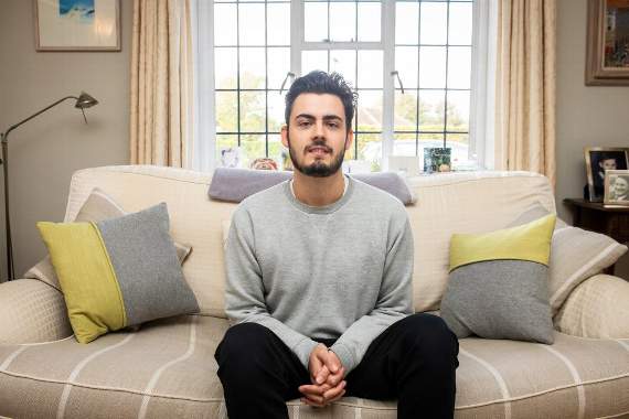 Oli, 22, is too scared to kiss anyone because he might die - if they have eaten peanuts (Picture courtesy of SWNS)