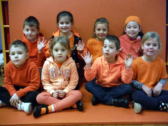 Pupils at Badshot Lea Village Infant School turned orange despite the snow