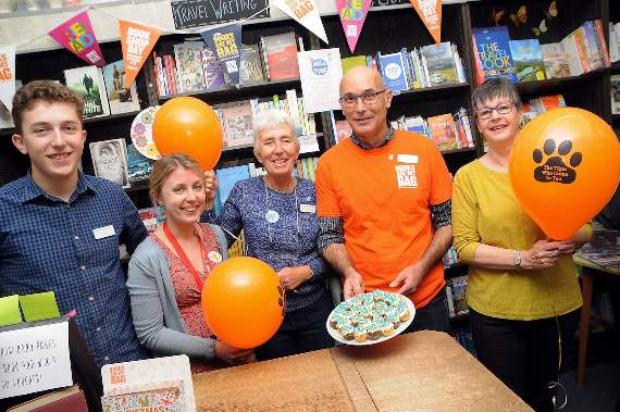 L-R: Tom McKnight, Emily and Sue Adsett and Ian and Cathy Rowley celebrate Paddington Bear’s 60th birthday a little early (HD42-68-18) Picture by KATIE HILL