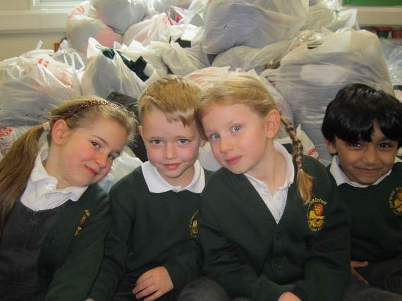 Some of Shottermill’s recycling champions – James, Jessica, Zak and Ceys