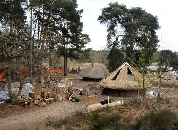 The ‘Celtic village’, complete with straw huts and wooden props will reportedly be torched during filming (Picture by Ruth Marshall: FD19-33-19)