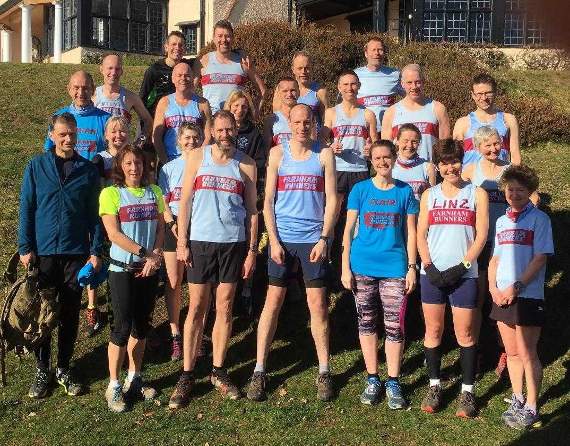 The Farnham Runners cross country contingent at The Royal School in Hindhead