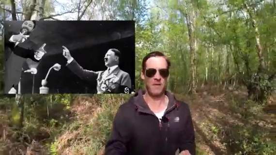 A still from Adam Wade’s online video showing the offending Hitler meme