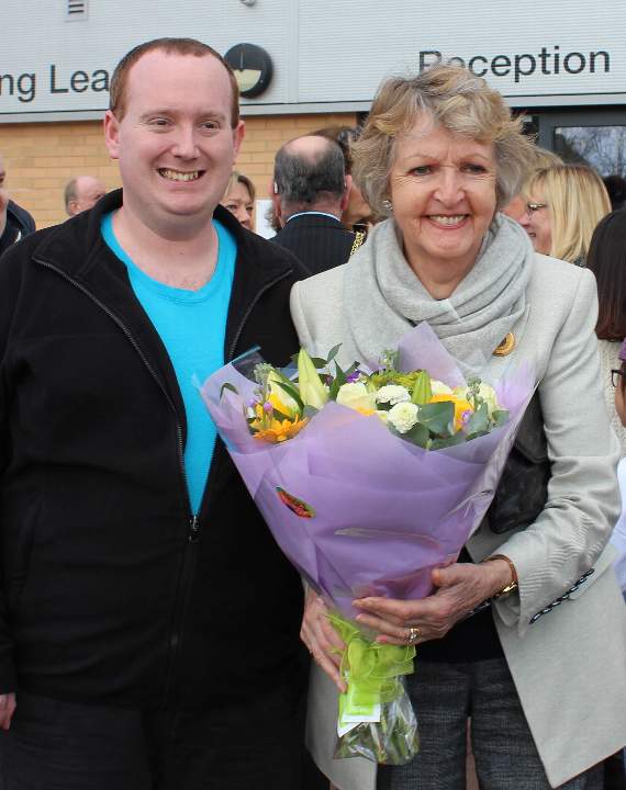 Penelope Keith with adult learner Luke