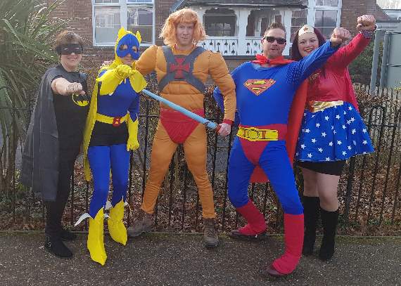 Batman Kim, Bananaman Ann, He-Man Craig, Superman Jasper and Wonder Woman Delia