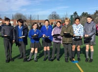 Pupils at South Farnham School having fun during one of their pancake races on Shrove Tuesday