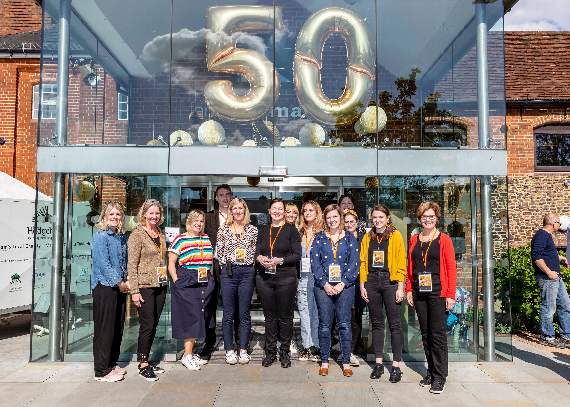 Two giant gold balloons greeted visitors at the entrance to the Maltings on Saturday (FD21-41-19)