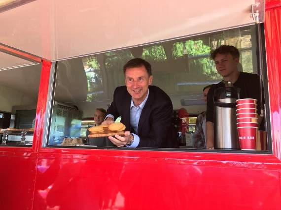 PM hopeful Jeremy Hunt at the Cookie Bus counter