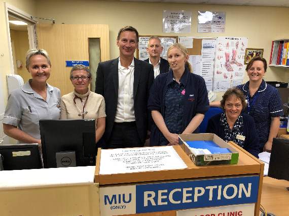 Jeremy Hunt with Haslemere MIU staff