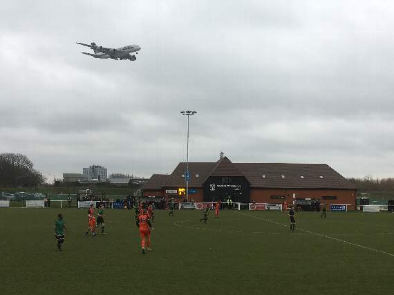CB Hounslow’s new Green Lane ground is directly beneath the Heathrow flight path