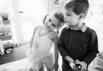 Blue, 4, scoots off to help his girlfriend