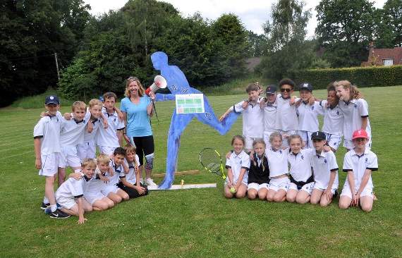 Amesbury head Sheina Wright and pupils get into the competitive spirit. Picture by Ruth Marshall (HD28-423-19)