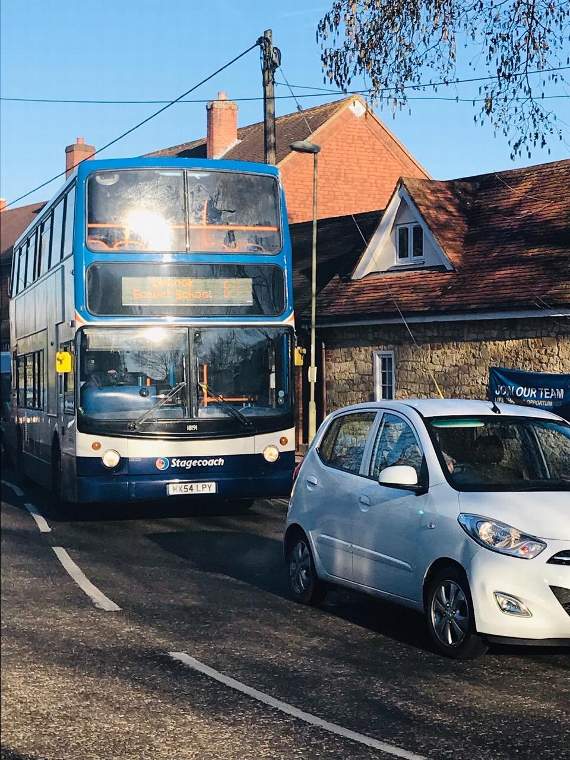 One of the replacement buses