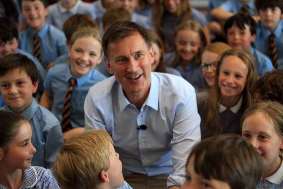 Jeremy Hunt meets pupils at South Farnham School