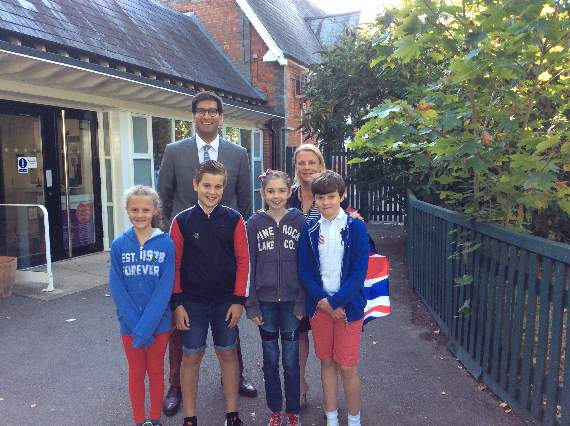 Pupils of Crondall Primary with MP Ranil Jayawardena