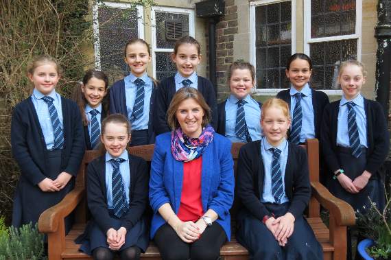 Kay Goldsworthy with successful Year 6 pupils