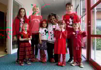 Children go red on catwalk for Comic Relief
