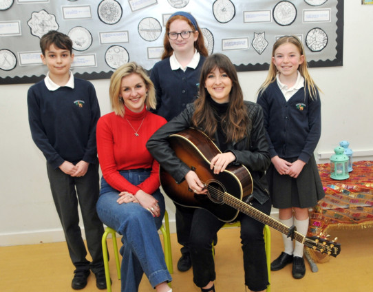 The Ward Thomas twins delight children and staff with their country music performance at Medstead Primary School