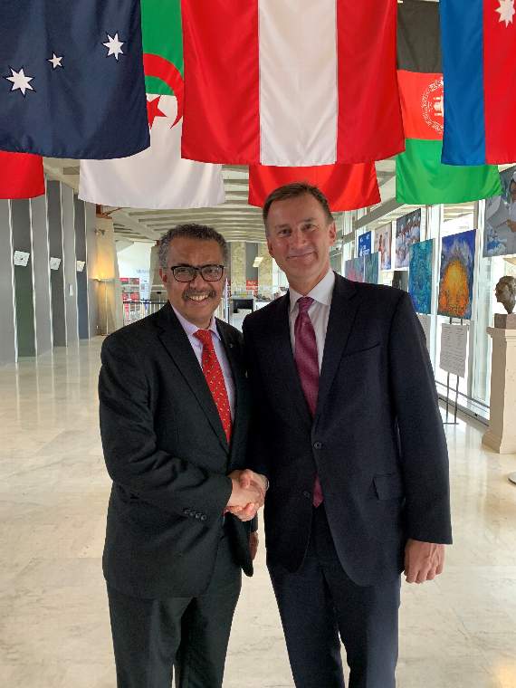 MP Jeremy Hunt (right) with Dr Tedros Adhanom Ghebreyesus
