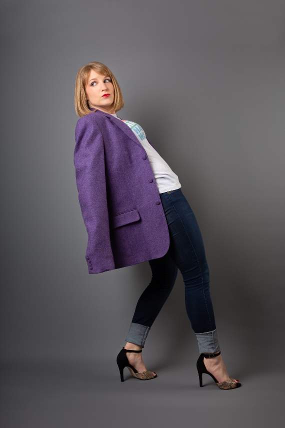 Victoria Page models Hugh Bonneville's donation (Photo: Suzannah Ginders)