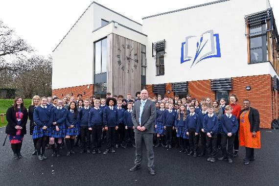 <p>Life has been ‘Good’ at Heath End School since Stuart Maginnis (centre) took over. </p>