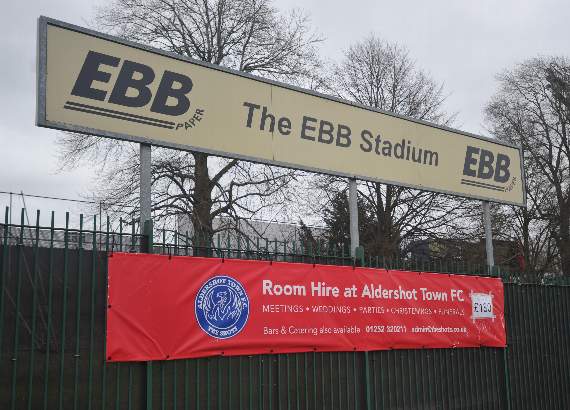 The EBB Stadium home of National League Aldershot Town is essentially in lockdown