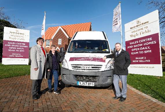 Co-Founders of the Alton Community Bus Councillor Gideon Cristofoli and Cllr Paula Langley with Robb Grant (MGH sales adviser)