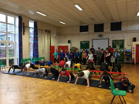 A ‘Sportivater’ from Sports for Schools led a session which got every student up and active