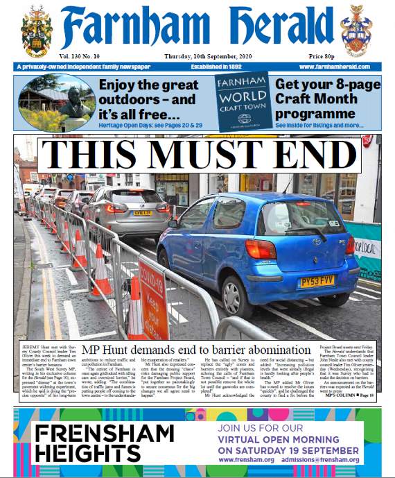 It's ending! After three months, Farnham town centre's barriers are to be removed