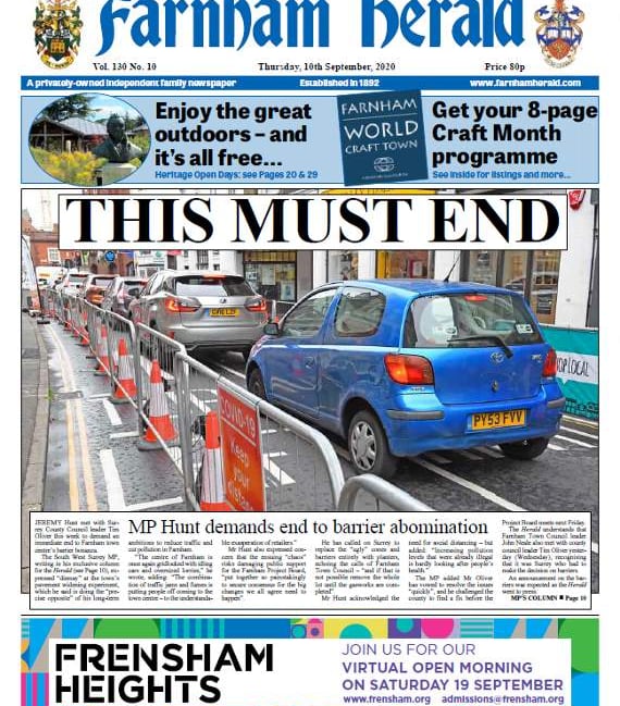 It's ending! After three months, Farnham town centre's barriers are to be removed
