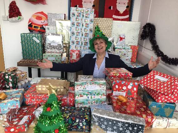 Deputy leader councillor Julie Butler with some of the presents