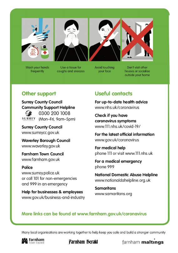 The Farnham and Villages Coronavirus Helpline has been set up to offer a united response to the COVID-19 emergency