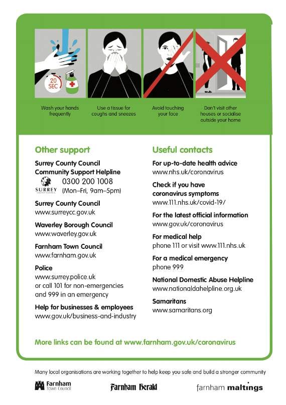 The Farnham and Villages Coronavirus Helpline has been set up to offer a united response to the COVID-19 emergency
