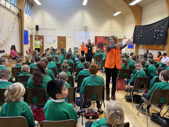 Key Stage One teachers Lucy Ventham, Harriet Griffiths and Laura Ireland were the flight attendants