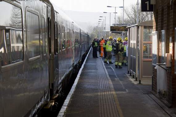 Evacuation from train as carriage fills with smoke