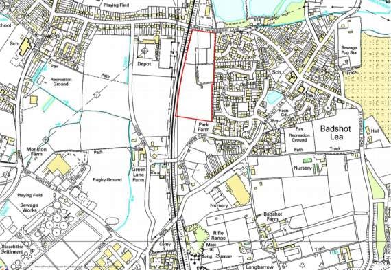 The area, marked in red