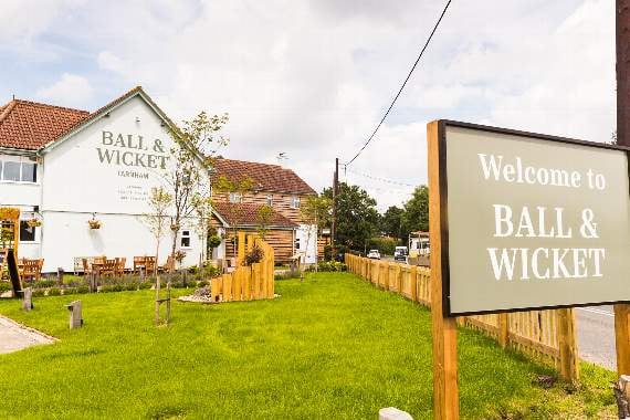 <p>The Ball & Wicket pub</p>