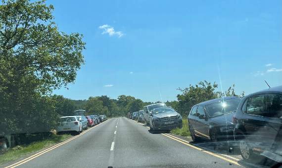 Cars parked on the verges