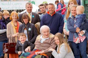• Jeremy Davis (back left) with his family at the Royal Welsh Showground in Builth Wells.