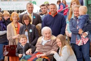 • Jeremy Davis (back left) with his family at the Royal Welsh Showground in Builth Wells.