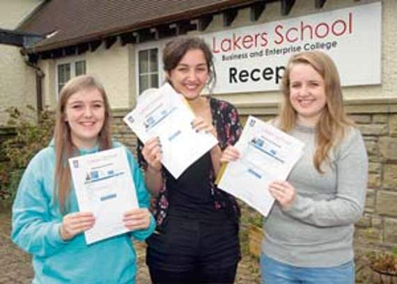 •Victoria Williams, Jade Watts and Emma Holford of Lakers School, Coleford.