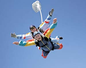 •Off he goes above The National Diving and Activity Centre at Tidenham.