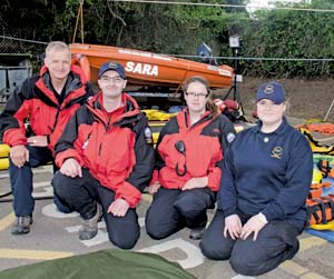 • Peter Gilbert, Richard Dainty, Katie Hamblin and Laura Mathias with rescue equipment.