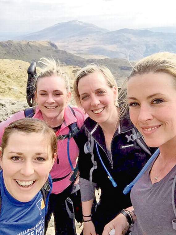 •In training for their challenge in June are Becky Hurcombe, Laura Green, Samantha Buchanan and Kelly Ruck.
