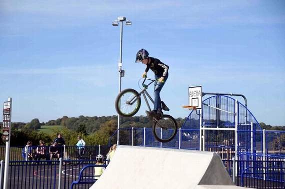 Trying out the new park.
