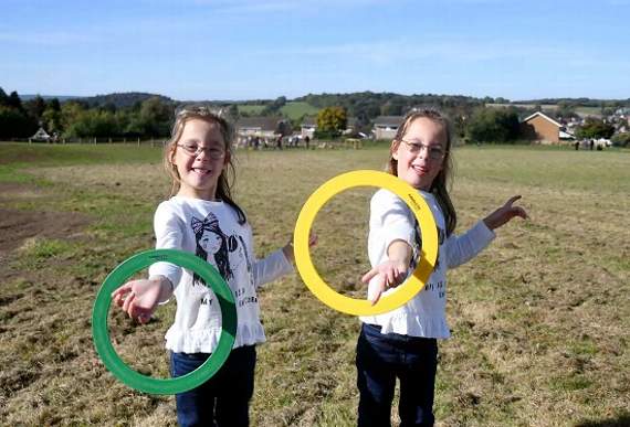 Ruby and Chloe Williams practise their circus skills.
