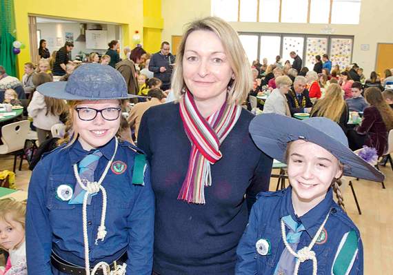 •Guides Libby Robinson and Rosie Williams in uniforms as worn in 1918 with MP Jessica Morden.