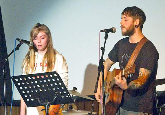 •Sam Wilkinson accompanied by former Forest High student and SoundSpace manager Robin Jones.